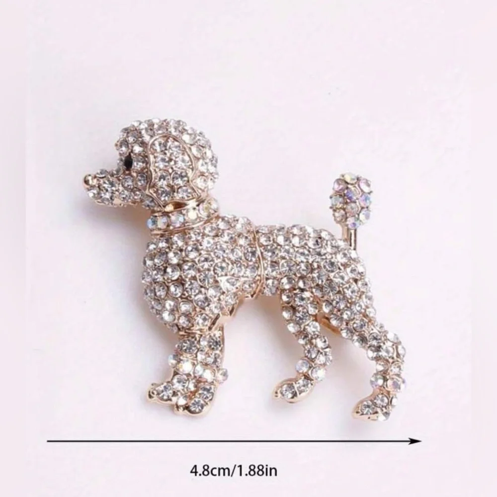 ✨NEW Elegant Crystal Poodle Dog Brooch - Gold and Silver